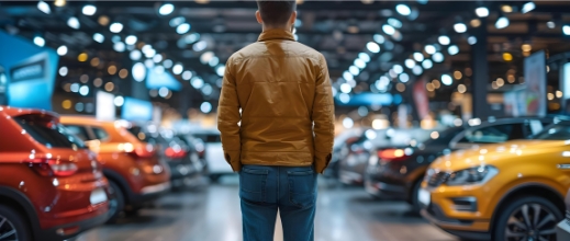 Kunde schaut sich Autoangebote an